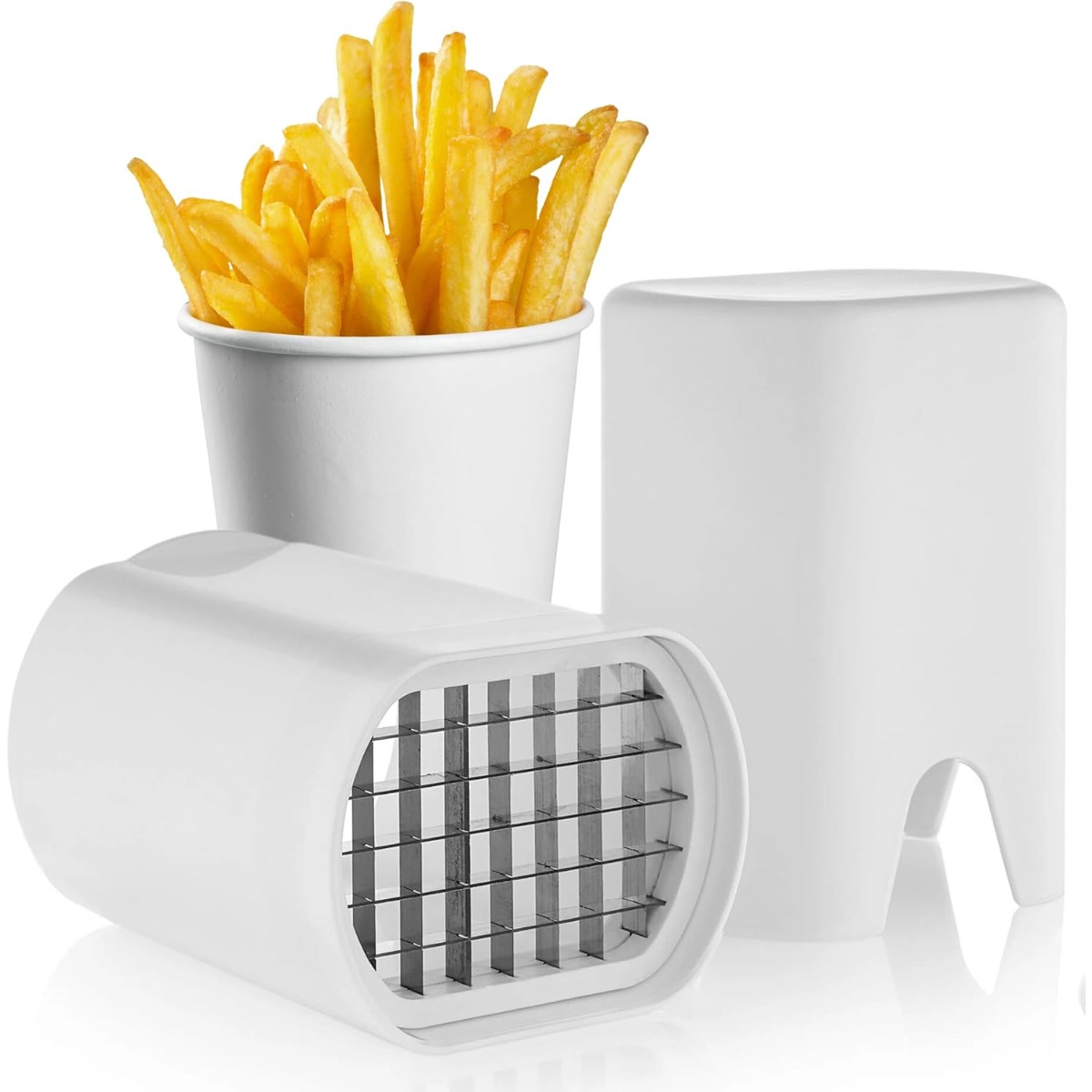 Potato Masher Ricer - Outil de coupe de frites blanches,