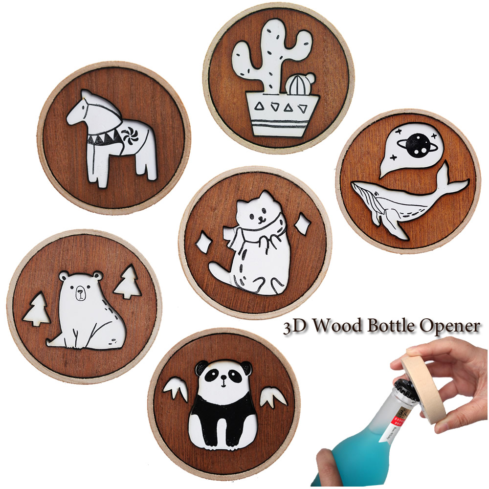 Kitchen Gadgets Dropshipping - Ouvre-bouteille de bière en bois 3D