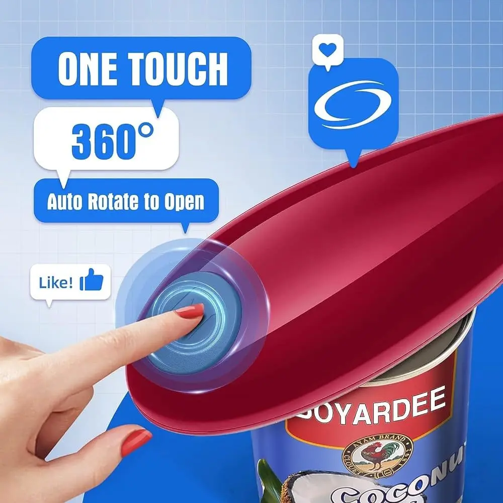 Electric Can Opener - Ouvre-boîte électrique multifonction avec bord lisse,