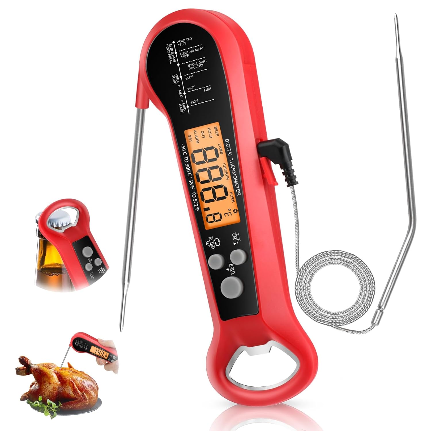 Instant Read Thermometer - Thermomètre numérique professionnel pour viande, étanche,