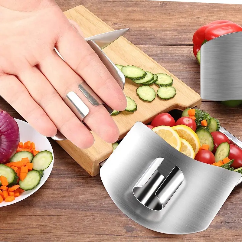 Kitchen Hand Gadgets - Protecteur de doigts en acier inoxydable,